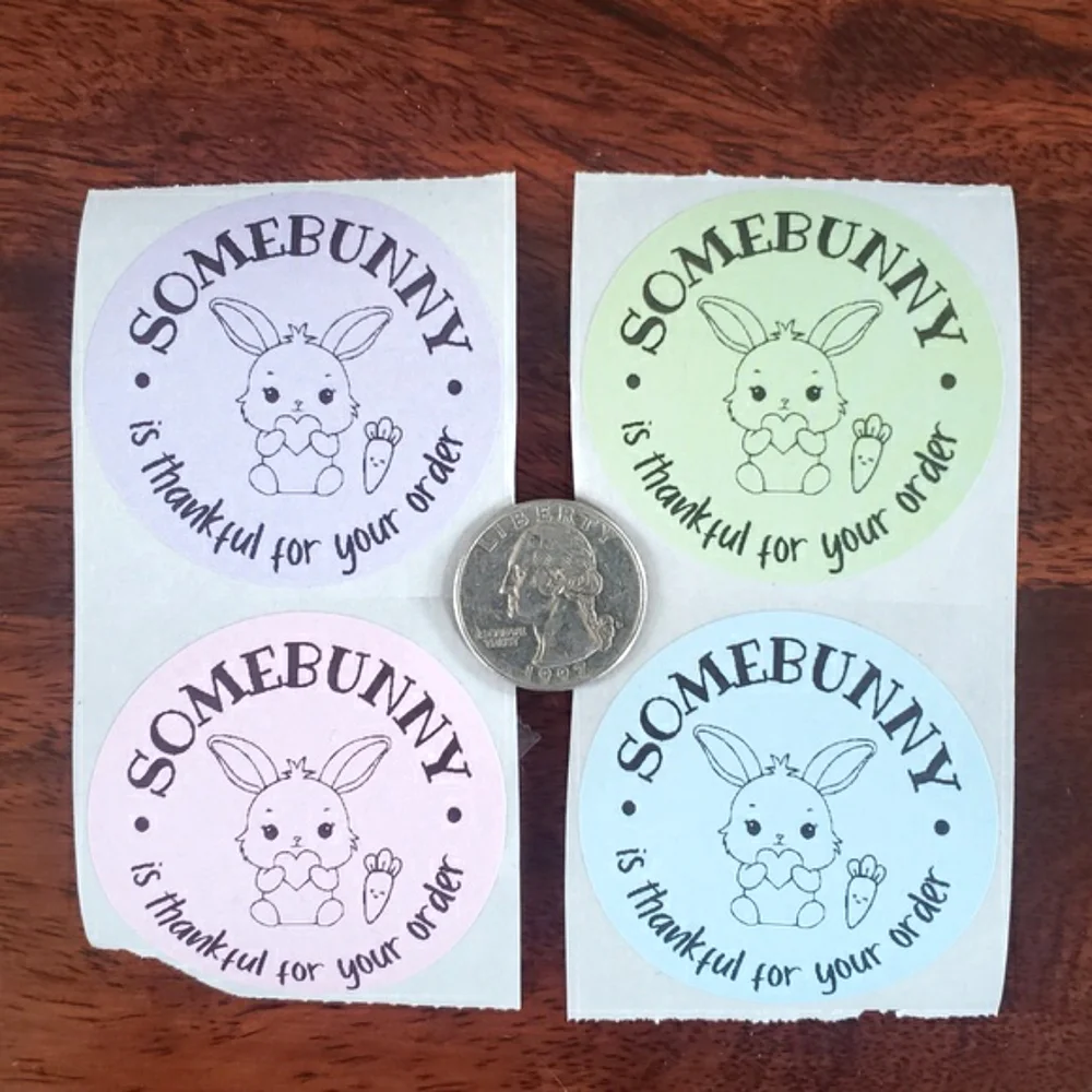3/$15 Set of 50 EASTER SPRING BUNNY THANK YOU STICKERS LARGE 2 Inch Mixed Colors